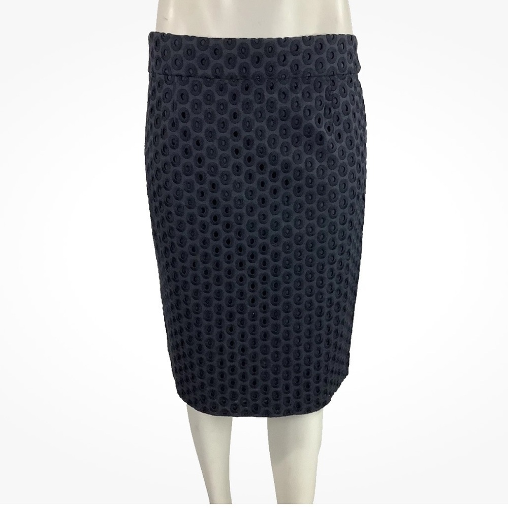 J. Crew Navy Pencil Skirt with Textured Design